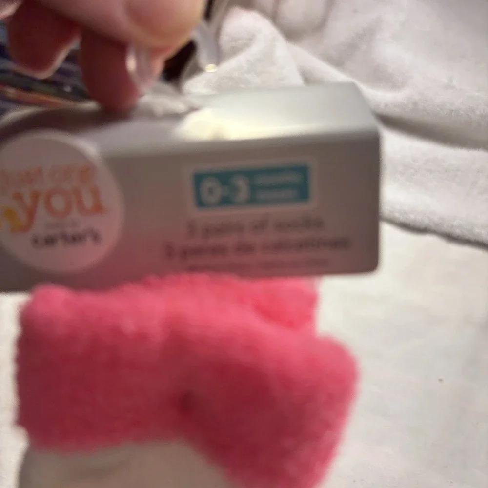 Carters 2 Pack-Just One You By  Sz. 0-3 Months Socks Infant Unisex/Girl/Boy Pink